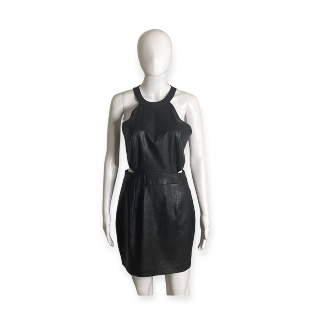 REVOLVE by the way. Willa Faux Leather Mini Dress in Black Size S